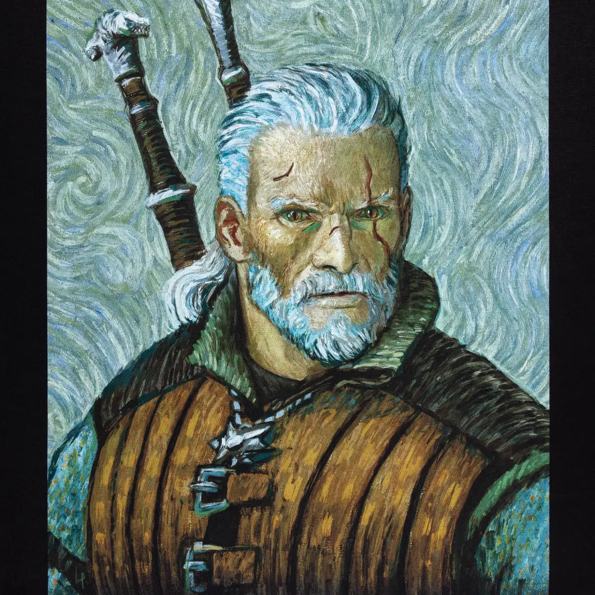 The Witcher T-Shirt "Geralt van Gogh Art, black" The Witcher T-Shirt "Geralt van Gogh Art, black"