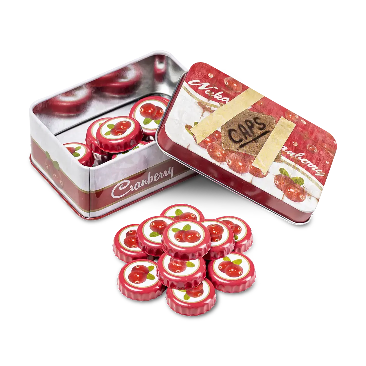 Fallout Kronkorken Reihe "Nuka Cranberry" mit Sammelbüchse