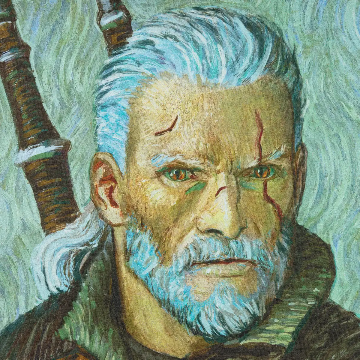 The Witcher T-Shirt "Geralt van Gogh Art, gray" The Witcher T-Shirt "Geralt van Gogh Art, gray"